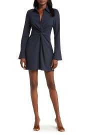 Cinq a Sept McKenna Front Twist Mini Shirtdress at Nordstrom